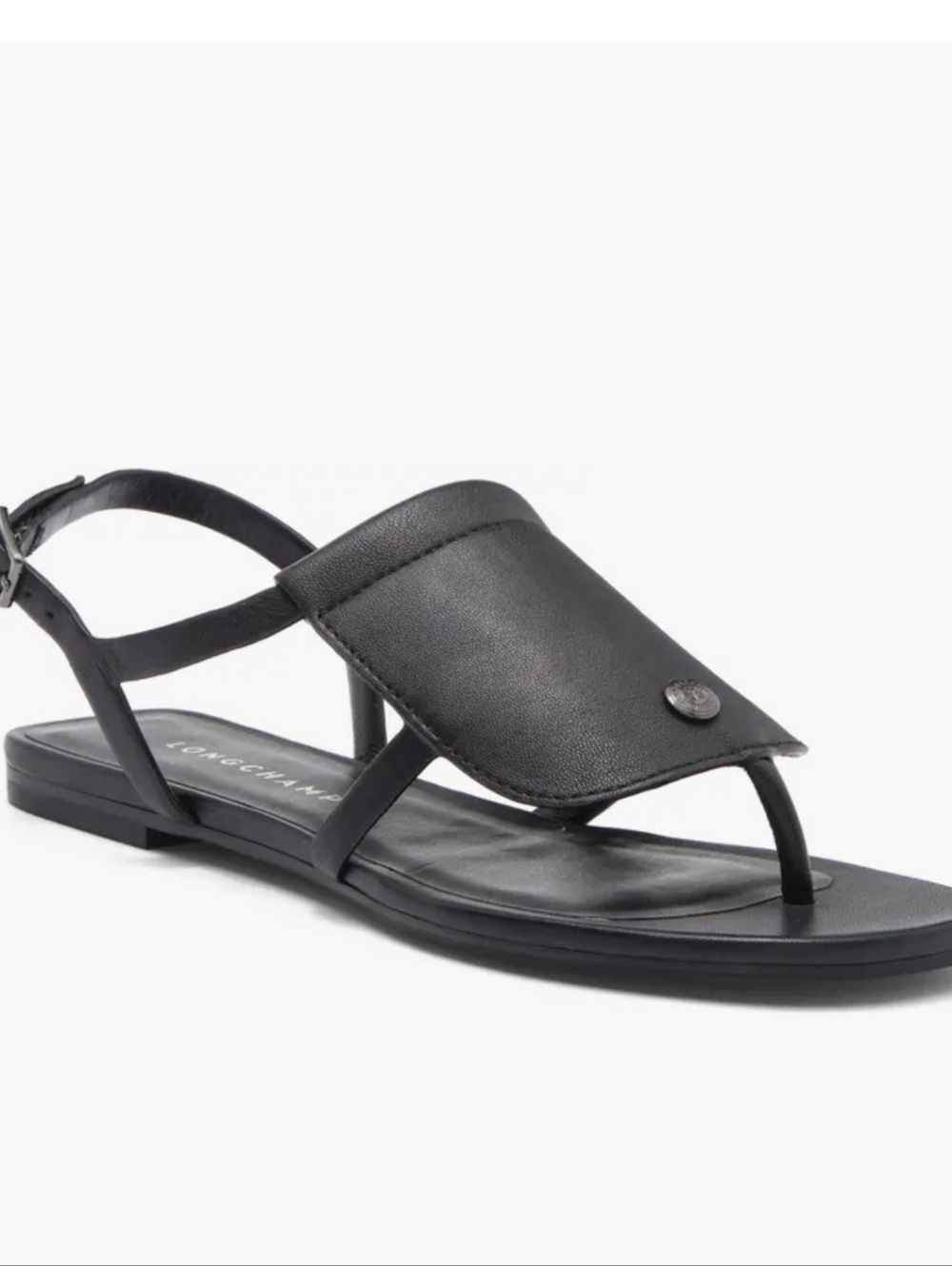 Longchamp Shield sandals feature a distinctive front pouch detail. - Picture 2 of 6
